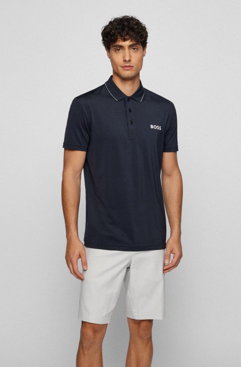 σκούρο μπλε λογότυπο μπλουζάκι πόλο σε φόρεμα-stretch Jersey Hugo Boss