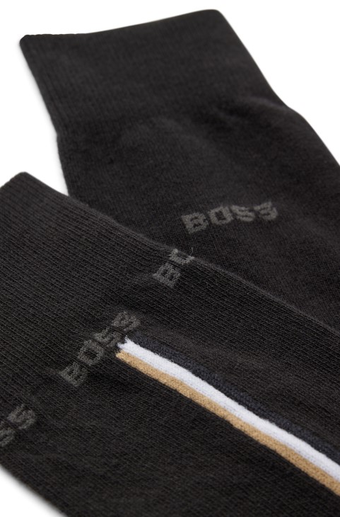Black Hugo Boss δύο συσκευασίες κανονικού μήκους κάλτσες από μείγμα από βιολογικό βαμβάκι
