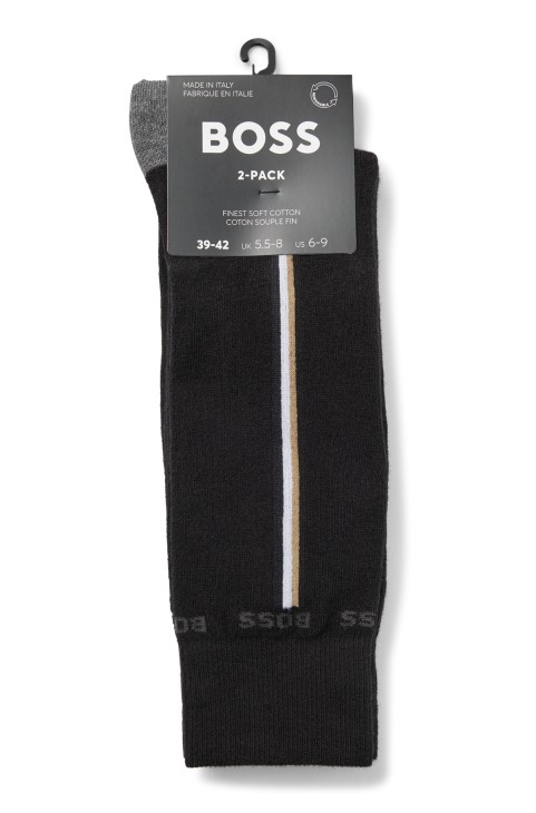 Black Hugo Boss δύο συσκευασίες κανονικού μήκους κάλτσες από μείγμα από βιολογικό βαμβάκι
