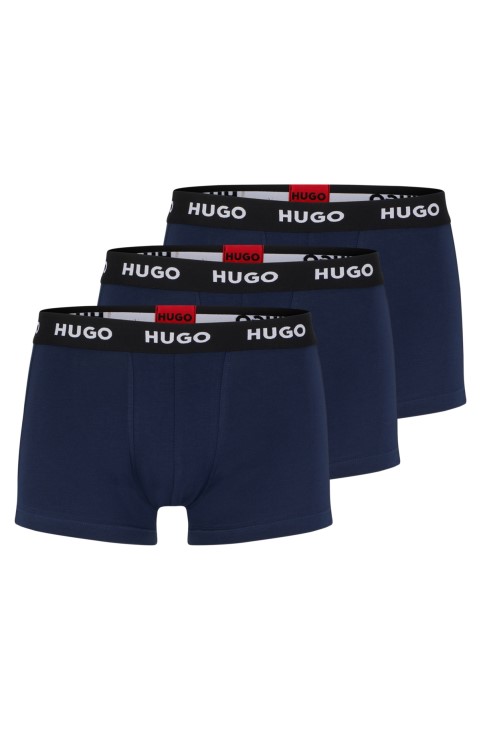 τρία μπαούλα με λογότυπο στη μέση σε σκούρο μπλε βαμβακερό Hugo Boss