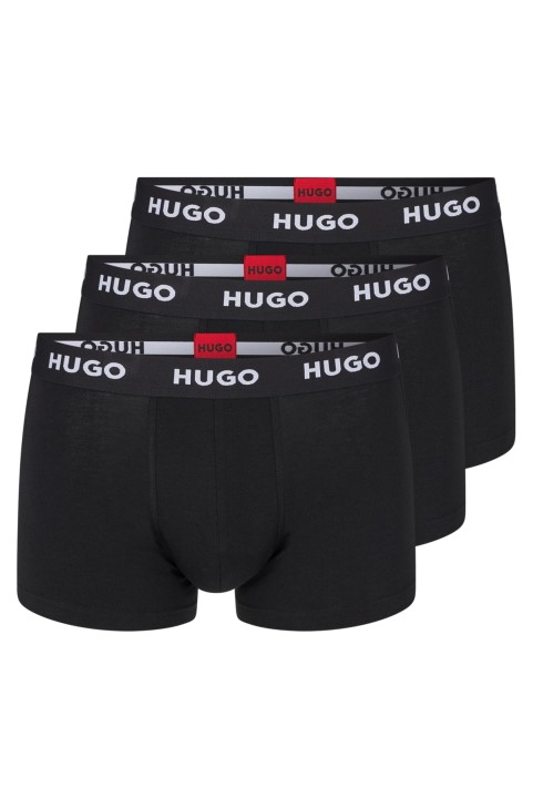 Hugo Boss τριών συσκευασιών μαύρα λουράκια με λογότυπο με ζώνη από ελαστικό βαμβάκι
