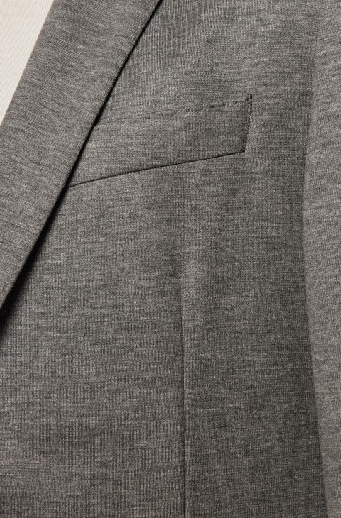 Σκούρο γκρι κοστούμι Hugo Boss Slim-fit σε μελανζέ ύφασμα απόδοσης-stretch
