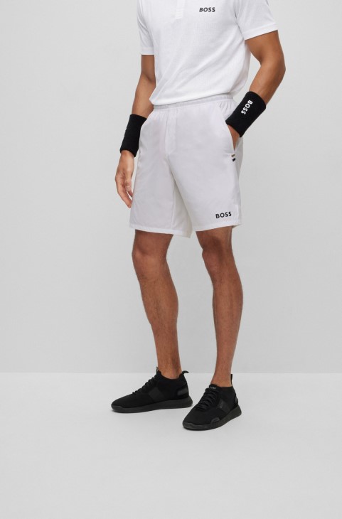 Boss X Matteo Berrettini Performance-stretch σορτς με λεπτομέρειες λογότυπου και διχτυωτές πινελιές