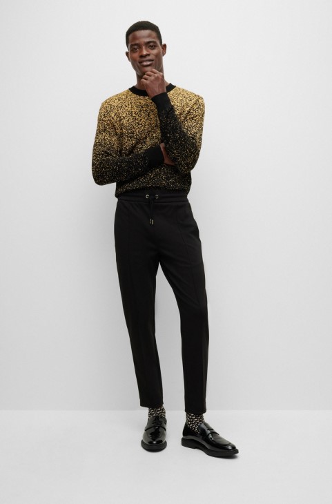 Παντελόνι αθλητικής φόρμας από μείγμα βαμβακιού με μαύρο Hugo Boss σε χρυσό χρώμα
