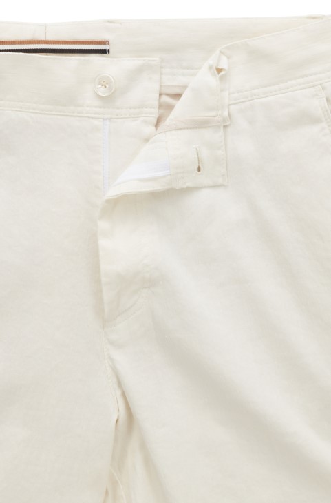 παντελόνι με κωνική εφαρμογή σε λινό μείγμα Hugo Boss λευκό
