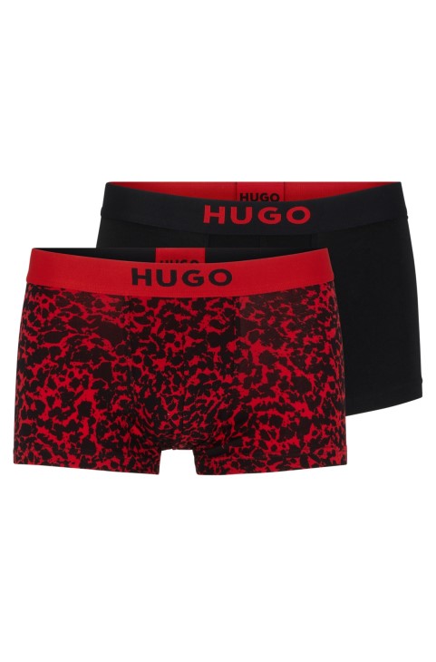 μαύρα μπαούλα δύο σειρών με λογότυπο στη μέση σε ελαστικό βαμβακερό Hugo Boss