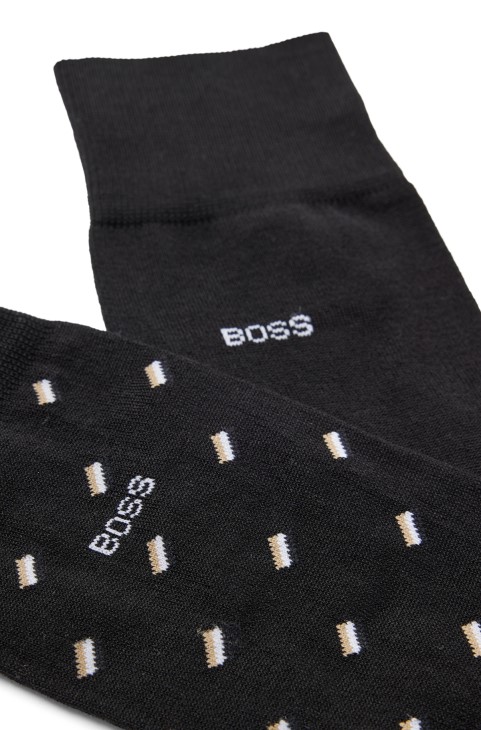 Hugo Boss μαύρες κάλτσες κανονικού μήκους με μερσεριζέ-βαμβακερό μείγμα δύο συσκευασιών
