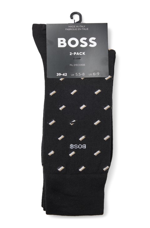 Hugo Boss μαύρες κάλτσες κανονικού μήκους με μερσεριζέ-βαμβακερό μείγμα δύο συσκευασιών
