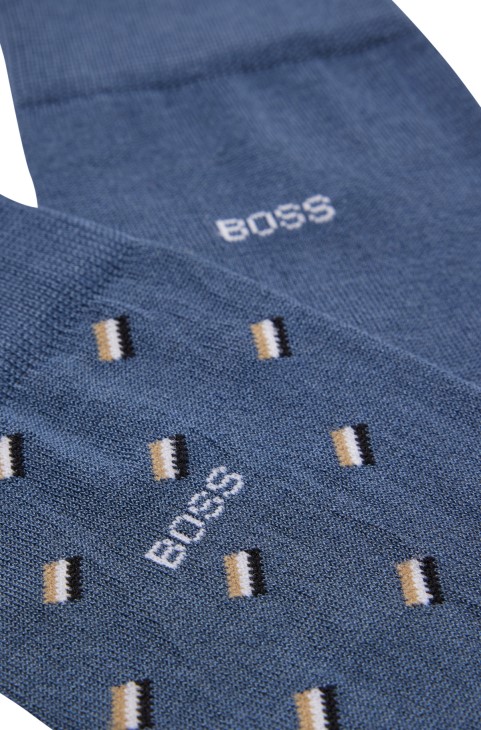 Hugo Boss δύο συσκευασίες κανονικού μήκους μερσεριζέ-βαμβακερές κάλτσες μπλε
