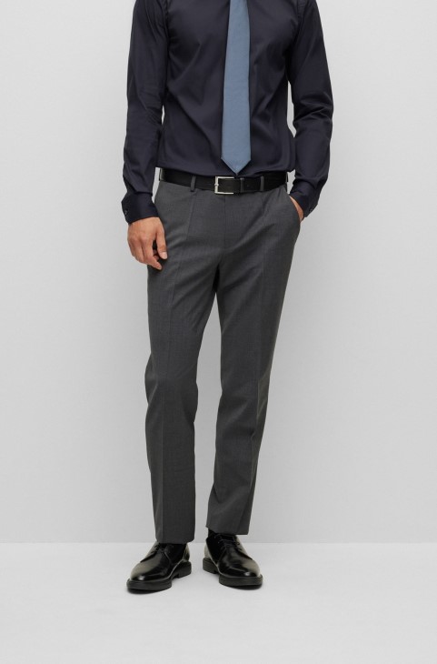 επίσημο παντελόνι σε μείγμα μαλλί σκούρο γκρι Hugo Boss
