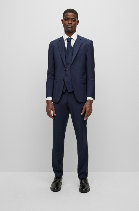 επίσημο παντελόνι σε μάλλινο μείγμα Hugo Boss σκούρο μπλε
