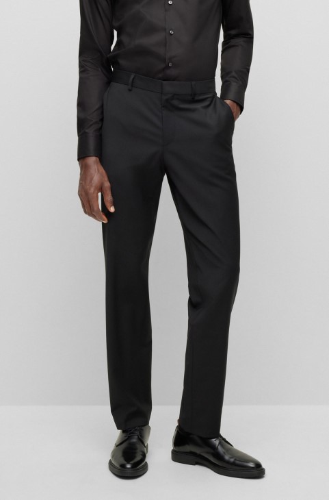 μαύρο επίσημο παντελόνι Hugo Boss σε μάλλινο μείγμα