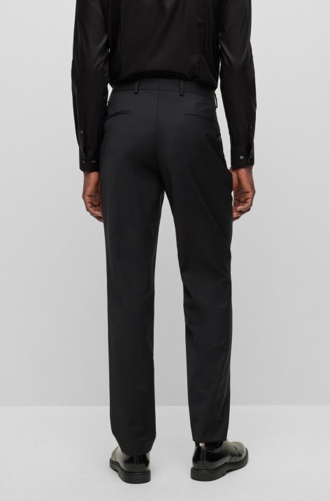 μαύρο επίσημο παντελόνι Hugo Boss σε μάλλινο μείγμα
