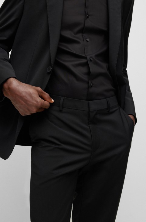 μαύρο επίσημο παντελόνι Hugo Boss σε μάλλινο μείγμα
