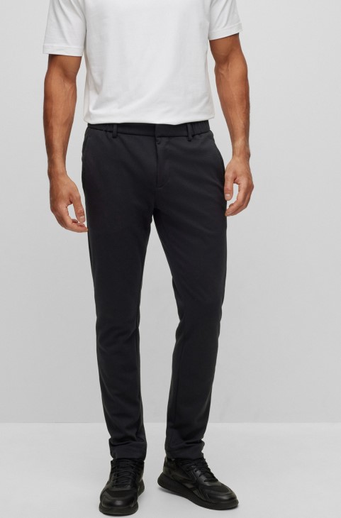 Slim-fit Chino με μερικώς ελαστική ζώνη στη μέση μαύρο Boss Hugo