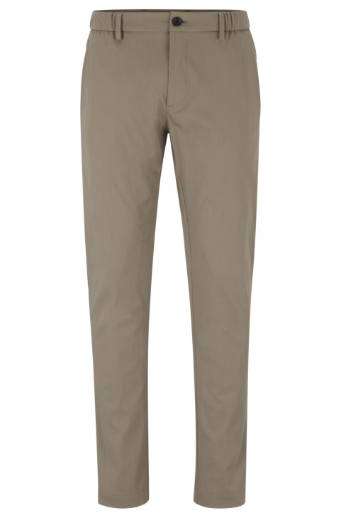 καφέ παντελόνι Hugo Boss Slim-fit σε μείγμα βιολογικού βαμβακιού