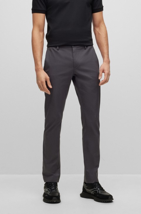 Παντελόνι Hugo Boss σε σκούρο γκρι λεπτή εφαρμογή σε μείγμα βιολογικού βαμβακιού