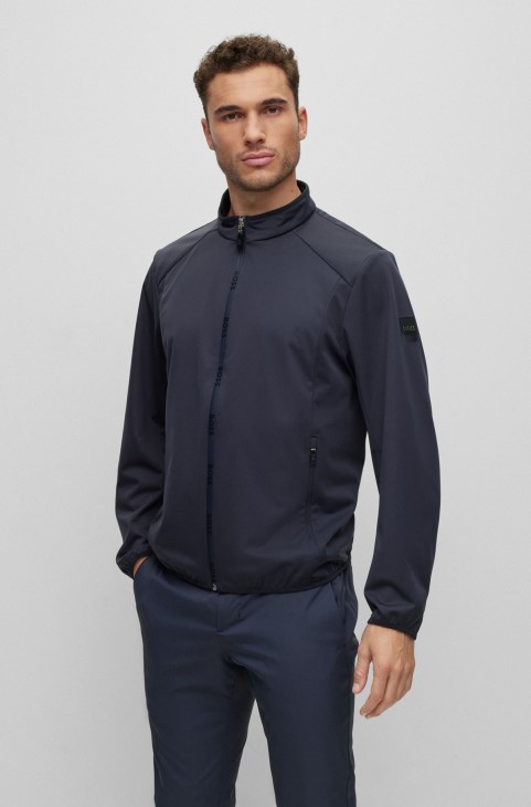 Hugo Boss σκούρο μπλε αδιάβροχο μπουφάν με εμπριμέ έργα τέχνης