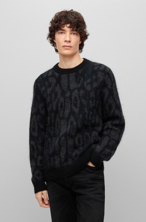 υπερμεγέθη πουλόβερ με μοτίβο Jaglion μαύρο Hugo Boss