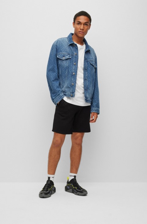 μακρυμάνικο μπλουζάκι Hugo Boss σε βαμβακερό ζέρσεϊ με στάμπα λογότυπου σε λευκό
