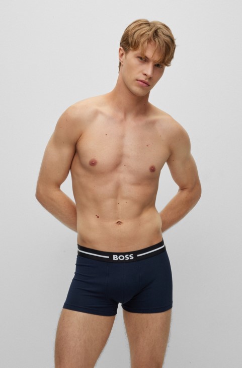 Hugo Boss τριών συσκευασιών από ελαστικά βαμβακερά μπαούλα με λογότυπο μαύρες ζώνες μέσης
