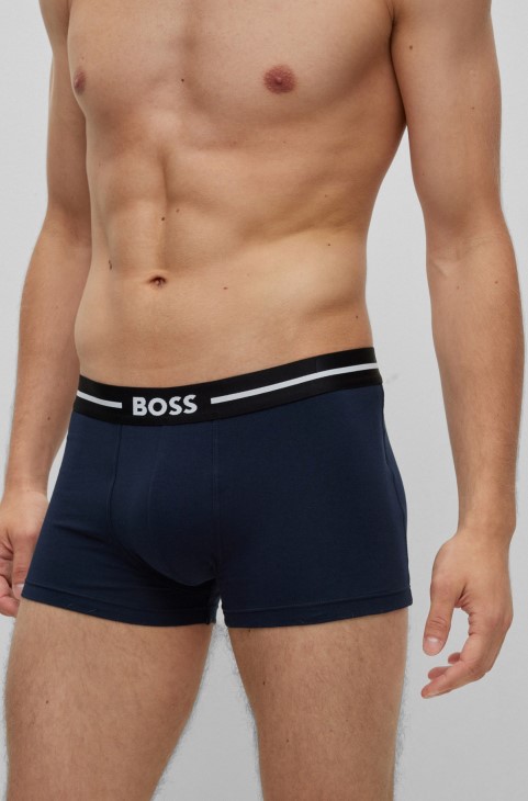 Hugo Boss τριών συσκευασιών από ελαστικά βαμβακερά μπαούλα με λογότυπο μαύρες ζώνες μέσης
