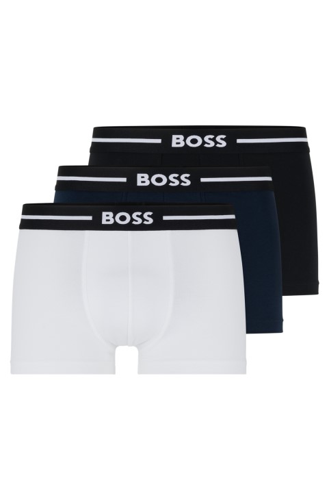 Hugo Boss μαύρο τρίπακο από ελαστικά βαμβακερά μπαούλα με λογότυπο στη μέση