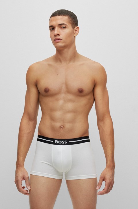 Hugo Boss μαύρο τρίπακο από ελαστικά βαμβακερά μπαούλα με λογότυπο στη μέση
