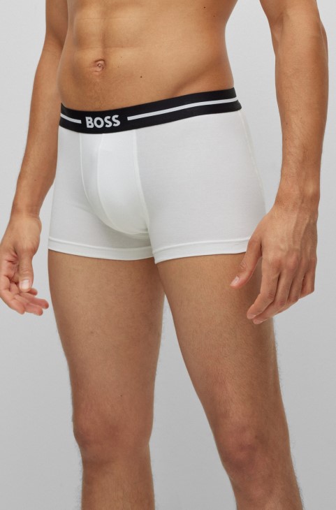 Hugo Boss μαύρο τρίπακο από ελαστικά βαμβακερά μπαούλα με λογότυπο στη μέση
