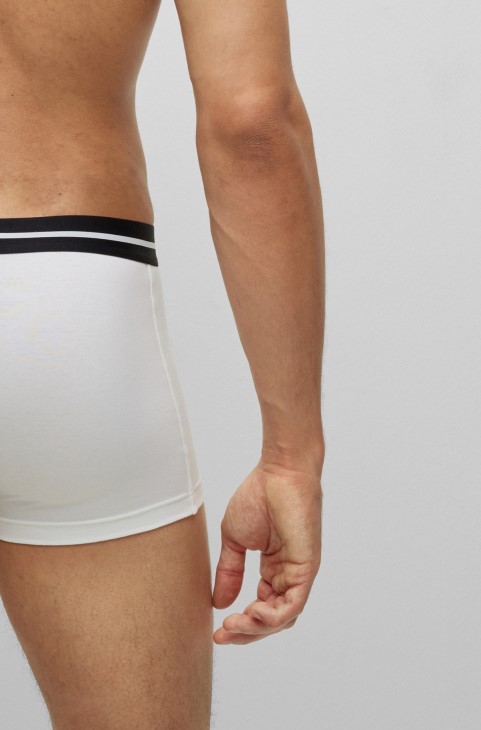 Hugo Boss μαύρο τρίπακο από ελαστικά βαμβακερά μπαούλα με λογότυπο στη μέση
