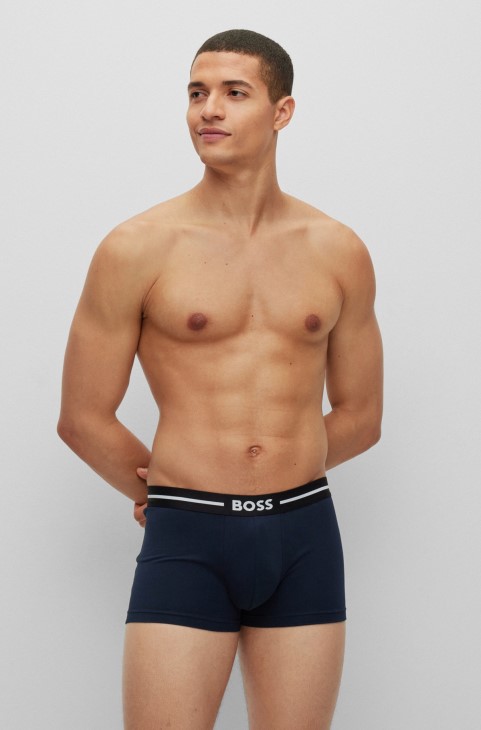 Hugo Boss μαύρο τρίπακο από ελαστικά βαμβακερά μπαούλα με λογότυπο στη μέση
