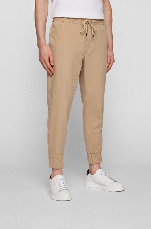 ανοιχτό μπεζ Hugo Boss βαμβακερή φόρμα φόρμας με στριφώματα με φερμουάρ