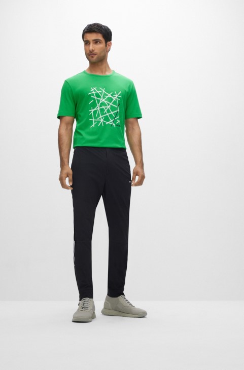 T-shirt από βαμβακερό ζέρσεϊ με κανονική εφαρμογή με λογότυπο, ανοιχτό πράσινο Hugo Boss
