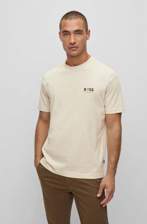 λευκό μπλουζάκι με λογότυπο Hugo Boss-έργα τέχνης χαλαρής εφαρμογής σε Recot²