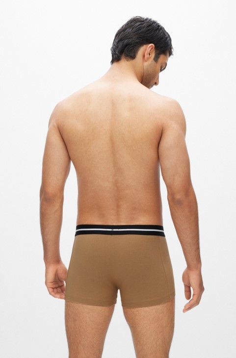 Hugo Boss τριών συσκευασιών από μαύρα ελαστικά βαμβακερά μπαούλα με λογότυπο στη μέση
