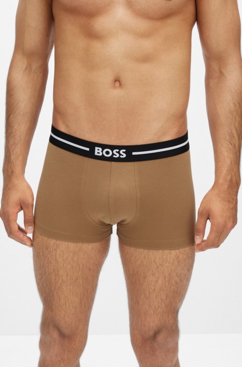 Hugo Boss τριών συσκευασιών από μαύρα ελαστικά βαμβακερά μπαούλα με λογότυπο στη μέση

