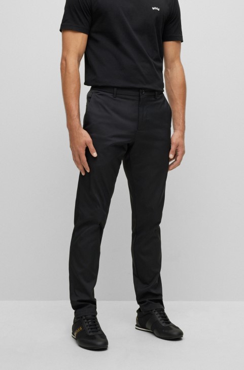 μαύρο παντελόνι με λεπτή εφαρμογή σε αδιάβροχο Twill Hugo Boss