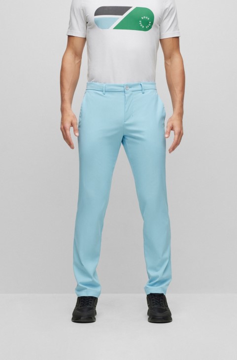 Slim-fit παντελόνι σε αδιάβροχο Twill Hugo Boss γαλάζιο