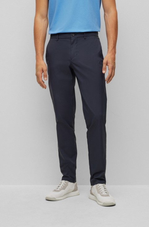 Σκούρο μπλε παντελόνι Hugo Boss Slim-fit σε αδιάβροχο Twill