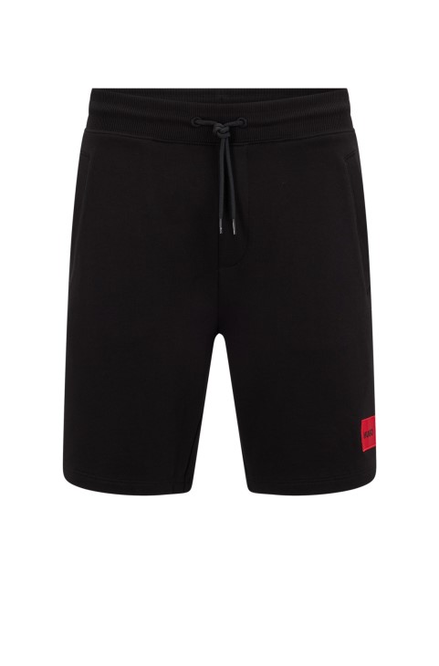 Hugo Boss γαλλικό-βαμβακερό σορτς με κόκκινο λογότυπο μαύρο
