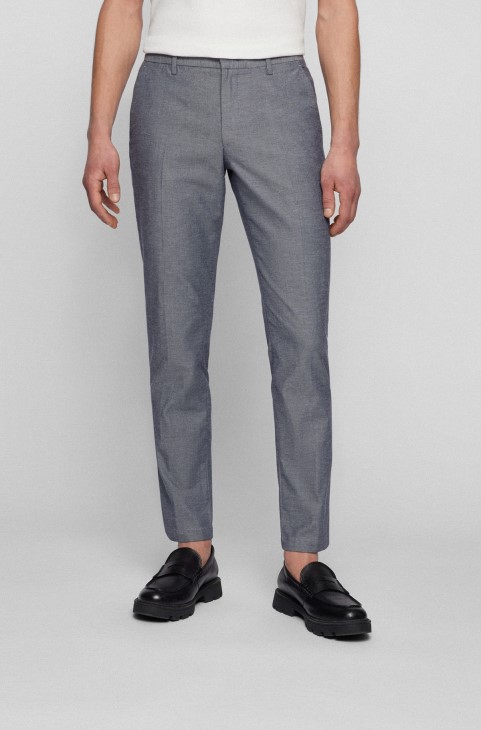Hugo Boss Slim-fit Chinos σε βαμβακερό μοτίβο μπλε