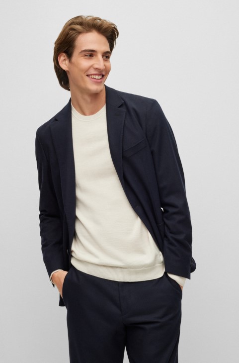 μπουφάν χωρίς επένδυση σε λεπτή εφαρμογή με πέτο με εγκοπή σκούρο μπλε Hugo Boss