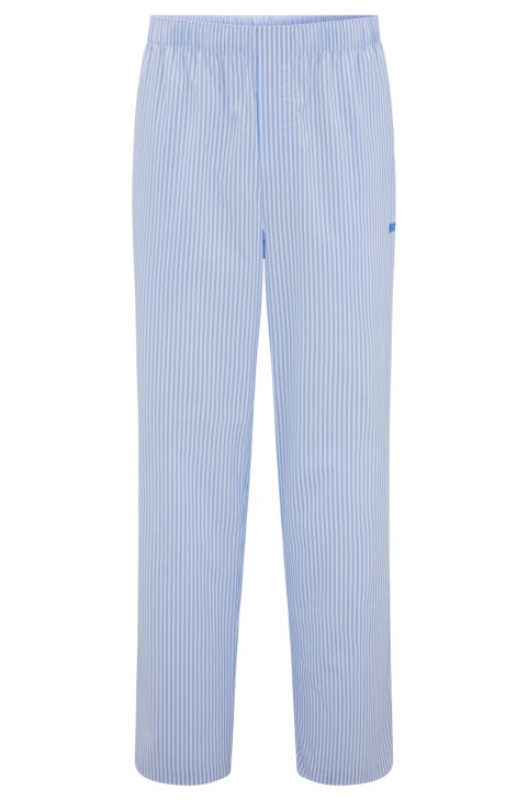 γαλάζιο πάτο πιτζάμα με κεντημένο λογότυπο Hugo Boss σε ριγέ βαμβακερή ποπλίνα