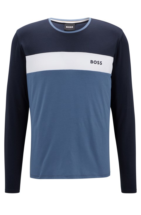 T-shirt πιτζάμα Hugo Boss σε συνδυασμό βαμβακερού σκούρου μπλε