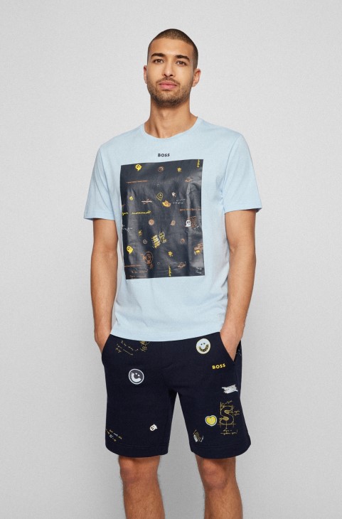 σκούρο μπλε Hugo Boss δύο πακέτα από βαμβακερά μπλουζάκια με λογότυπο