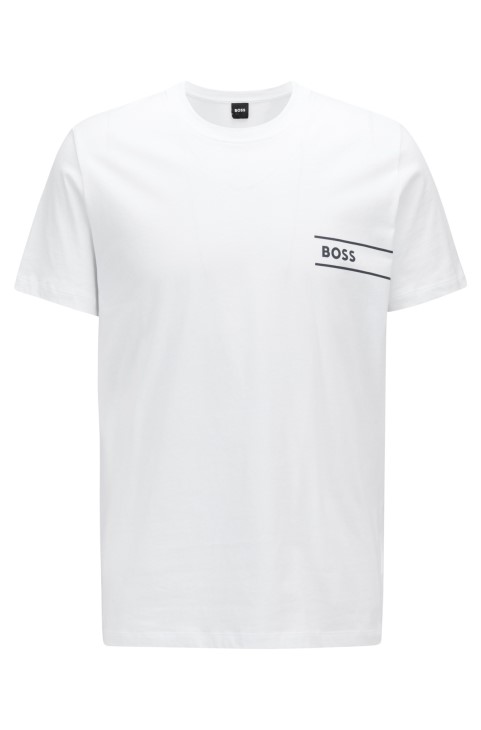 εσώρουχο Hugo Boss Cotton-jersey T-shirt με ρίγες και λευκό λογότυπο