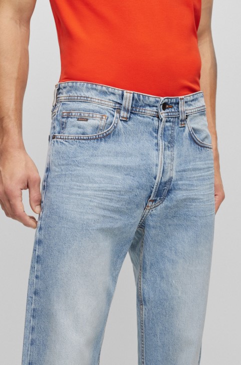 τζιν χαλαρής εφαρμογής σε πέτρινο μπλε τζιν Hugo Boss γαλάζιο
