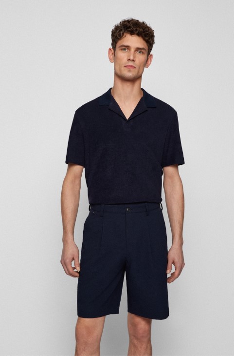 Hugo Boss σκούρο μπλε βαμβακερό μπλουζάκι πόλο με γιακά Johnny