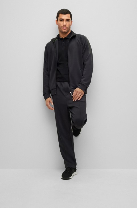 Βαμβακερό μπλουζάκι πόλο σε Slim-fit με λεπτομέρειες από στρας μαύρο Hugo Boss
