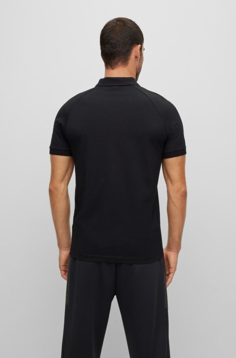 Βαμβακερό μπλουζάκι πόλο σε Slim-fit με λεπτομέρειες από στρας μαύρο Hugo Boss
